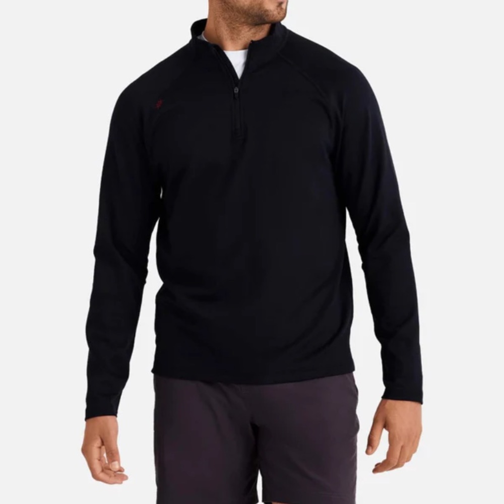 Rhone: Sequoia Polartec Quarter Zip Black Pullover, Size Medium